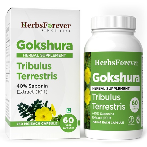 [BRSWIYIZOB7WEGA7] Herbsforever Gokshura(Tribulus Terrestris)-Extra Strength (10:1) Extract, Equiv. to 4800 mg Fruit Powder Per Serving- Vitality,Urinary,Bladder & Prostate Wellness|40% Saponins|60 Vege Capsules|700 mg