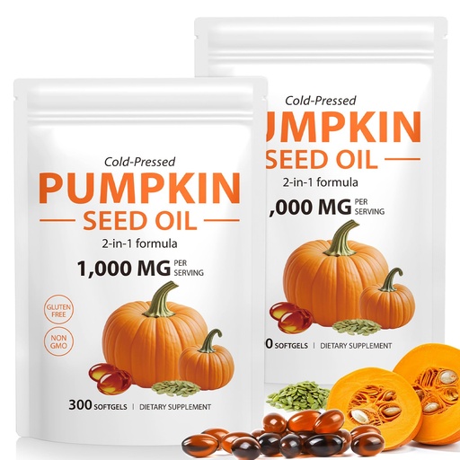 [BRSREEI2BYFQ2FD2] WHLH & WELL-BEING Pumpkin Seed Oil Capsules, Pumpkin Seed Oil for Hair Growth, 1000mg Per Serving, 2Pack 600 Count