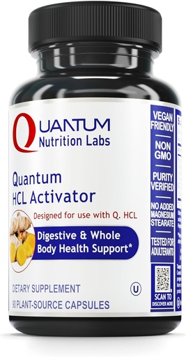 [BRSWGFQPAUPGMHI7] Quantum Nutrition Labs HCL Activator - Pepsin Digestive Enzymes Priedas optimalios digestic funkcijos vyrams ir moterims, Low Stomach Acid, Maistinė Absorbcija - 90 vegetarinių kapsulių