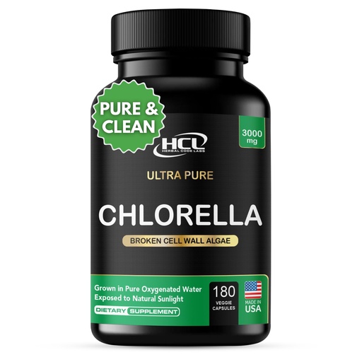 [BRSWYZQCCUMQKA3H] Chlorella Capsules 3000 mg - Cracked Cell Wall Blue Green Algae Supplement - Best Natural Detox Cleanse - Plant Vitamins Minerals Chlorophyll Vegan Protein Powder Pills - Made in USA