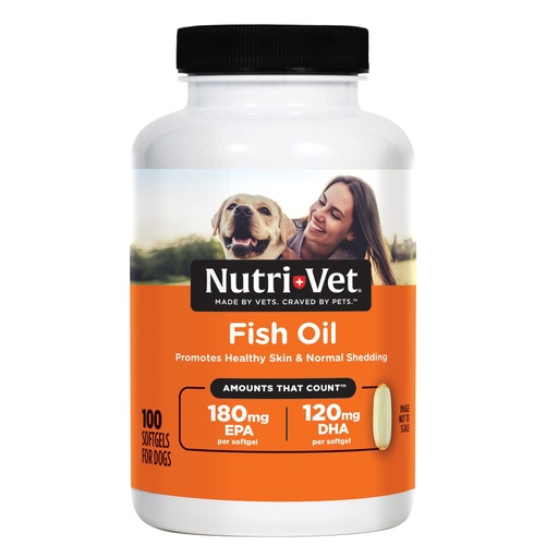 [BRSWIYILAINQCC32] Nutri-Vet Fish Oil Supplement for Dogs, Omega 3, Fish Oil for Dogs, Pet Supplies, Pet Vitamins and Supplements, EPA DHA Formula, Puppy Vitamins, Shed Control, New Puppy Essentials, 100 Count