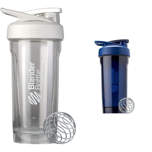 [BRSRAYYYPIDRODT2] BlenderBottle 28-Ounce Strada Shaker Cups for Protein Shakes, Pre Workout, White and Blue