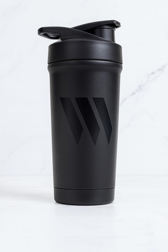 [BRSREAIFA4IWADLG] Swolverine® Stainless Steel Shaker | Black on Black Stainless Steel Protein Shaker Bottle