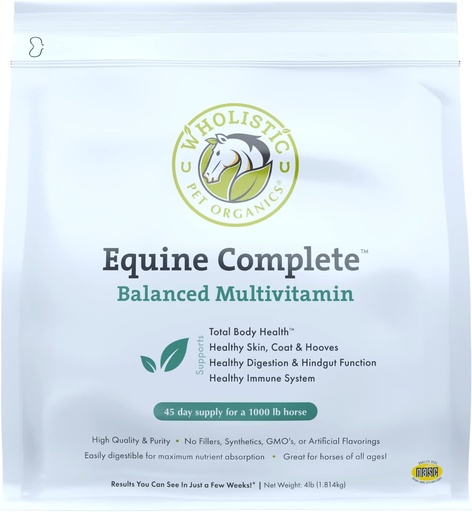 [BRSWKZQZAUCAE2L2] Wholistic Pet Organics Equine Complete: Horse Multivitamin for Total Body Health - Horse Supplement with Vitamins, Minerals, Prebiotics, Probiotics, Antioxidants and More - 4 Lb