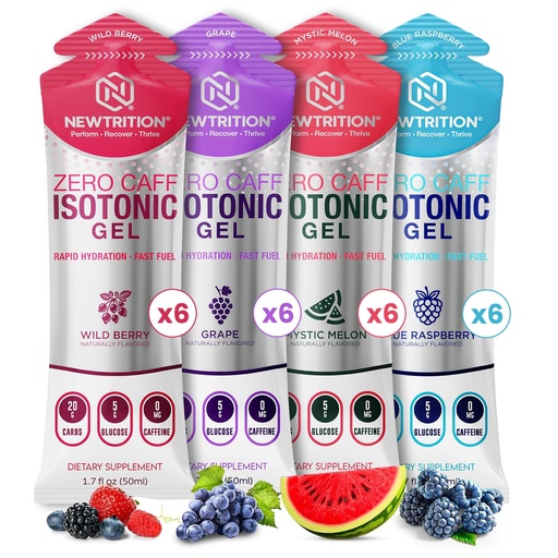 [BRSRGFI5DIPRG33V] NewTrition® Isotonic Energy Gel – 20g Carbs, No Water Needed - Zero Caffeine Running Gel with Fast Absorption & Smooth Easy Digestion - Endurance Fuel Gels For Runners & Cycling 50ml, Variety Pack