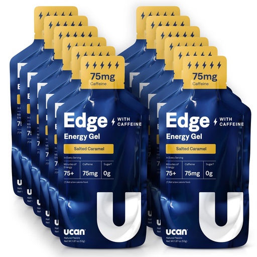 [BRSRABILB4NBOYDA] UCAN Edge Energy Gel Shots, Salted Caramel + Caffeine (12, 2 Ounce Packets) for Running, Training, Workouts, Fitness, Cycling, Crossfit | Sugar-Free, Vegan, & Keto Friendly Energy
