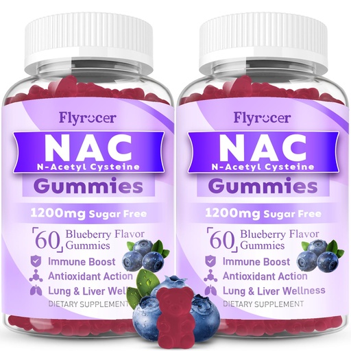 [BRSREYD5PN6B42YU] 2 Pack NAC Gummies, N Acetyl Cysteine Supplement for Adults and Kids, NAC Chewable Support Liver Health, Antioxidants & Immune System, Sugar-Free, Blueberry Flavor, 120 Count