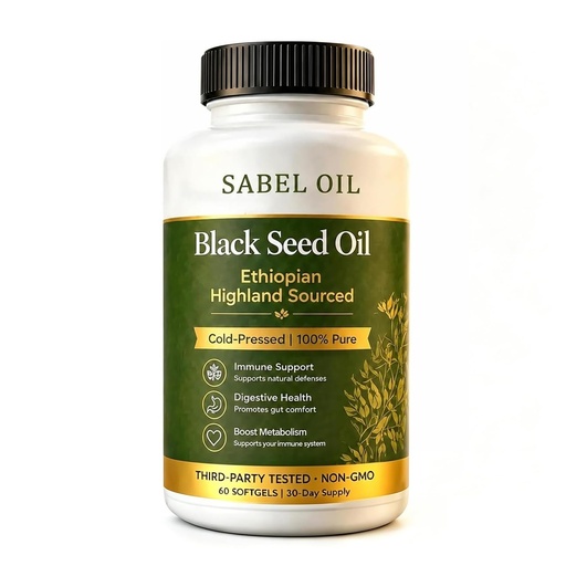 [BRSRYYLYPMCAGFLO] Sabel Black Seed Oil, Ethiopian Highland Cold Pressed Black Seed Oil-60 Count