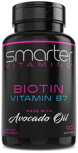 [BRSRMAIFDINWKGTP] SmarterVitamins Smarter Biotin 5000mcg in Avocado Oil, Vitamin B7, Hair, Skin & Nail Support, Non-GMO, 90 Mini Liquid Softgels, No Soy