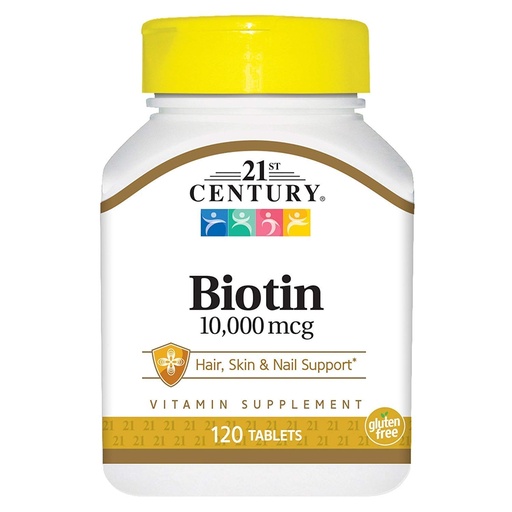 [BRSWGFIOBVYRMYIV] 21st Century Biotin 10000 mcg, 120 Tablets (Pack of 4)