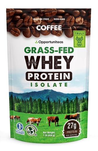 [BRSWKHQ6DN4GYFT2] Opportuniteas Protein Coffee Powder - Zero Sugar, No Sweeteners – Grass Fed Whey Protein Isolate and Real Colombian Coffee – No Added Flavors, Clean Energy & Muscle Recovery, 1lb