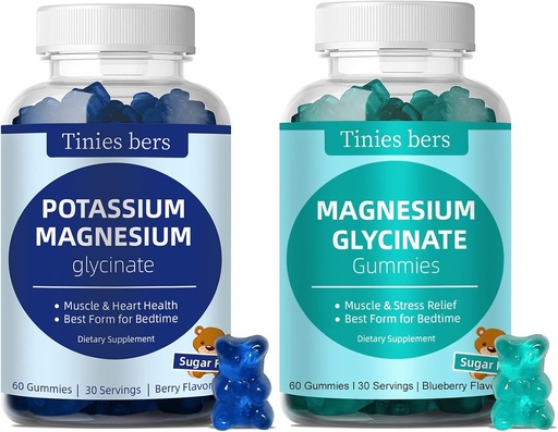 [BRSROY32O56WMCY7] Potassium Gummies and Magnesium Glycinate Gummies 500mg Sugar Free for Adults and Kids, Vegan, Pectin, Non-GMO, Gluten Free