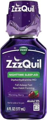 [BRSWIGYZAIAAIDTO] ZzzQuil Vicks Nighttime Sleep-Aid Liquid Warming Berry Flavor - 6 Oz, 2 Pack