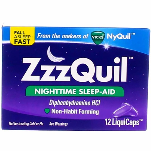 [BRSWG2QQAUJQ4HQ7] ZzzQuil Nighttime Sleep Aid - LiquiCaps - 12 Ct., Pack of 4