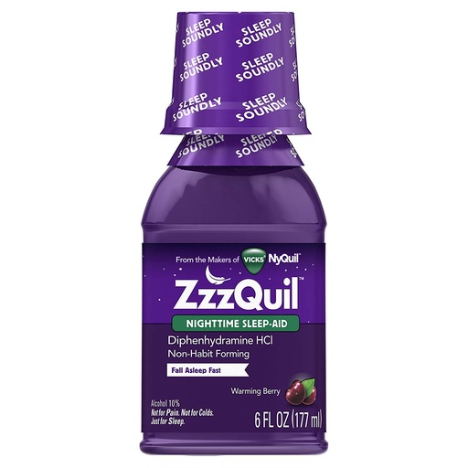 [BRSWGZ33CV7QKAL4] ZzzQuil Nighttime Sleep Aid - Liquid - 6 oz, Pack of 3