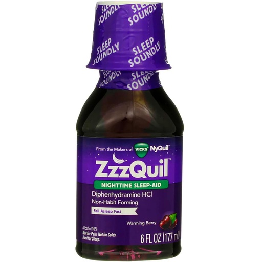 [BRSWG233CAPQM3LG] ZzzQuil Nighttime Sleep Aid - Liquid - 6 oz, Pack of 6