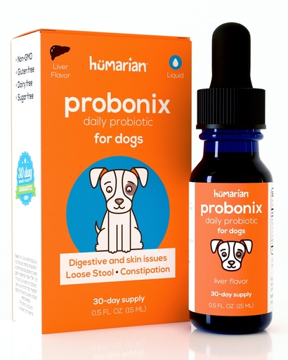 [BRSWGZAHDJ7BUCQY] Humarian Probonix Liquid Probiotics for Dogs - 8-Strain Dog Probiotic Drops to Fortify Canine Gut Health, Dental Health, Immunity and More - 30-Day Supply - Liver Flavor