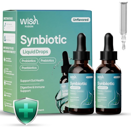 [BRSRGFALOR6AECI3] Synbiotic Liquid Probiotic for Women & Men, Probiotics Prebiotics Postbiotics for Gut Health Digestive & Immune Support, Organic Pre and Probiotic Drops 2 Billion CFU, 30mL 2-Pack