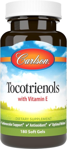 [BRSWECQ2BB4AOAD5] Carlson - Tocotrienols, 40 mg, Natural-Source Vitamin E, Gamma, Alpha, Delta, Beta, Sustainably Sourced, 180 Softgels