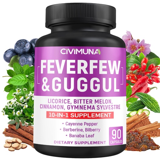 [BRSRMFA3OEHAKE3D] Feverfew Capsules with Feverfew, Guggul, Licorice and More - 90 Capsules for 3 Months Supply