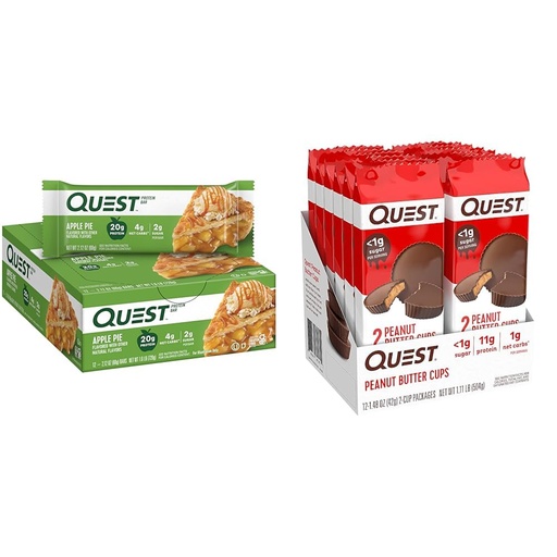 [BRSROBL2OEGQ4FLA] Quest Nutrition Apple Pie Protein Bar, 20g Protein, 4g Net Carbs, 2g Sugar & High Protein Low Carb, Gluten Free, Keto Friendly, Peanut Butter Cups, 12 Count