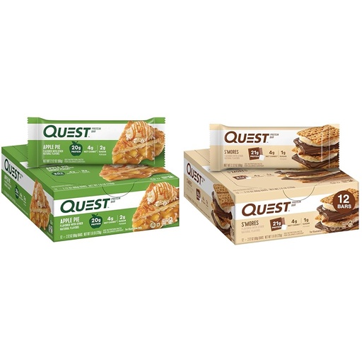 [BRSROBQEAR7BMHQ7] Quest Nutrition Apple Pie Protein Bar, 20g Protein, 4g Net Carbs, 2g Sugar, Gluten Free & Lemon Cake Protein Bars, High Protein, Low Carb, Gluten Free, Keto Friendly, 12 Coun