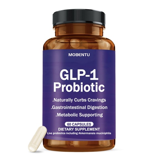 [BRSRACY5BECBAFLX] GLP-1 Probiotic with Akkermansia, GLP-1 Supplement with 500M AFU Multi-Strain Probiotic, Improve GLP-1 Levels & Overall Wellness, Digestive & Gut Health for Women & Men - 60 Capsule