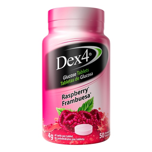 [BRSRGCA2CN5B6CT7] Dex4 Glucose Tablets, Fast Acting Glucose, 4g Pre-Measured Glucose per Tablet, Fat-Free, Gluten-Free, Orange, 50 Tablets per Bottle, 12-Pack (600 Units) (Raspberry)