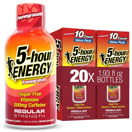 [BRSRE2YBB4IGA3T3] 5-hour ENERGY POMEGRANATE Flavor, 20 Count, 1.93 Fl Oz Energy Shot, Regular Strength, Amino Acids, B Vitamins, Sugar Free and Zero Calories