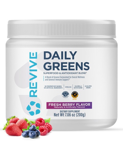 [BRSWYHY7OYMQEC3D] Revive MD Daily Green Powder Superfood (Fresh Berry) - Supergreens Powder to Support Energy Levels - Green Juice that Improves Fiber Intake - Vegetable Supports Digestion and Gut Health (30 Servings)