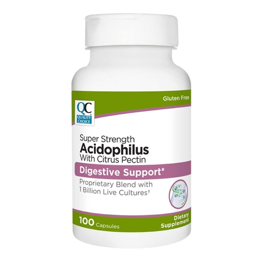 [BRSRMGT6AACGEE3H] Quality Choice Digestive Support Acidophilus with Citrus Pectin – 100 Capsules – Daily Probiotic Formula with Citrus-Derived Fiber – Easy-to-Swallow Capsules