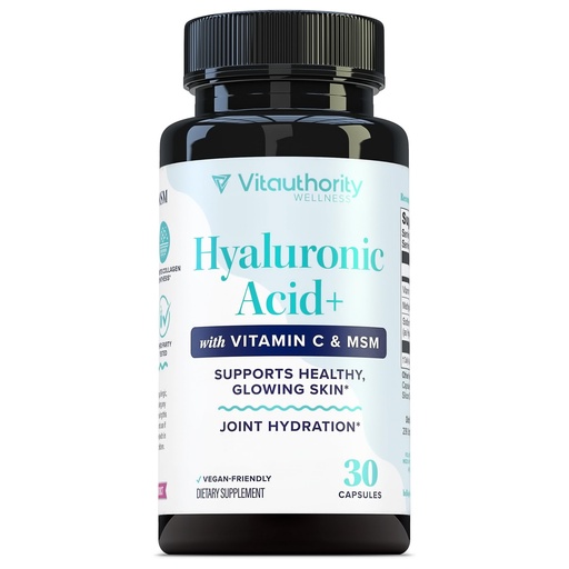 [BRSRE2T4B5YRYCI4] Vitauthority Hyaluronic Acid Capsules with MSM & Vitamin C | 120mg Sodium Hyaluronate | Skin Hydration, Elasticity & Collagen Support | Vegan, Non-GMO, Antioxidant Beauty Supplement 30 Servings