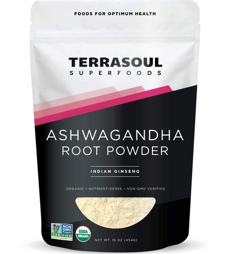 [BRSWECQKO55WGEY3] Terrasoul Superfoods Organic Ashwagandha Root Powder, 1 Lb - Stress Adaptogen | May Improve Sleep | Lab-Tested for Quality