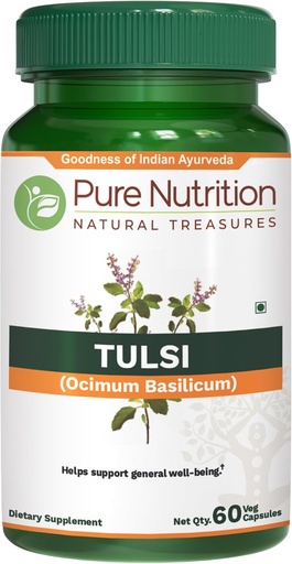 [BRSWYBI3CF6WMG3F] Saf Nutriton Tulsi 708 mg - 60 Caps (Extract Equiv. to 2585 mg Basil Leaf Toz) Eugenols ve Ursolic Acid | 60 Veg Caps | Non GMO | Once Daily | 60 Days Supply.