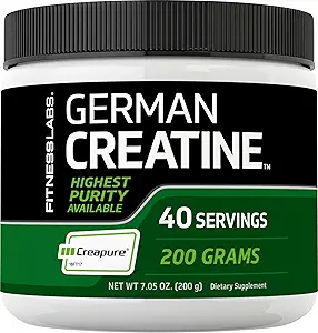 [BRSWI2QCBYOBEETM] Fitness Labs German Creatine Powder | 7.05 oz | 39 Servings | Creapure | Monohydrate Powder | Non-GMO, Gluten Free Supplement
