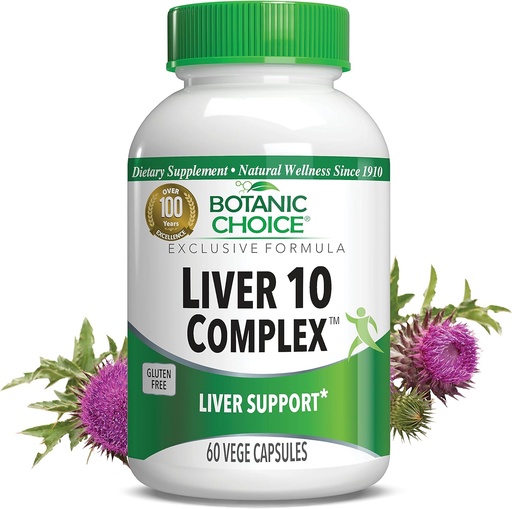 [BRSWGBL5CB7WGFLU] Botanic Choice Liver 10 Complex - Premium Liver Health Support and Wellness Supplement - Natural Herbal Blend with Milk Thistle Extract, Lecithin, and Curcumin C3-60 Pills