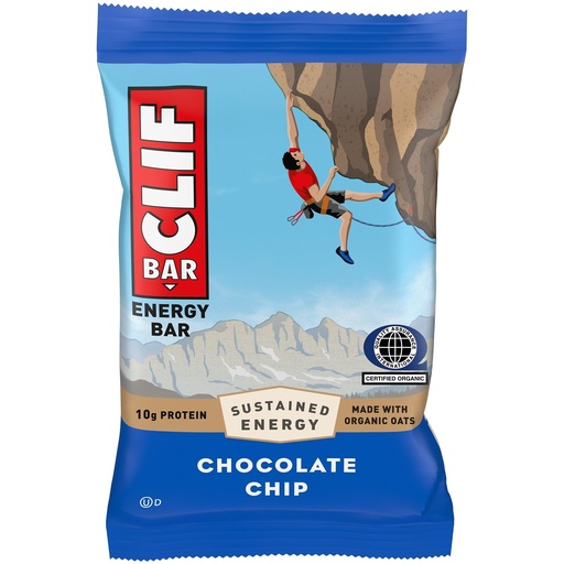 [BRSWIZAEO4ABMETC] CLIF BAR - Energy Protein Bars - Chocolate Chip - Made with Organic Oats - Energy Bars - Non-GMO - (1 Count)