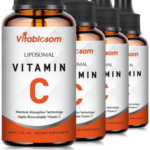 [BRSRMYY5AECAAYLJ] Vitablosom Liposomal Vitamin C 2000mg Liquid for Adults, High Absorption VIT C, Maximize Vitamin C, Immune System & Antioxidant Support, 60ML (4 Bottle)