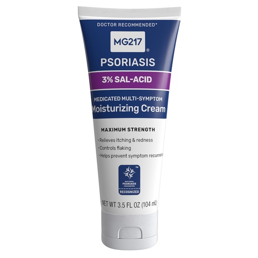 [BRSROATRAR6AAYDZ] MG217 Medicated Moisturizing Psoriasis Cream with 3% Salicylic Acid, Fragrance-Free, Ideal for Redness, Itching, and Scaling, Cruelty-Free, 3.5 Fl Oz