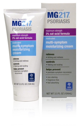 [BRSWIZINOUFGKDTU] MG217 Medicated Moisturizing Psoriasis Cream With 3% Salicylic Acid, Multi-symptom, Fragrance Free, 3.5 Fl Oz, (5604)