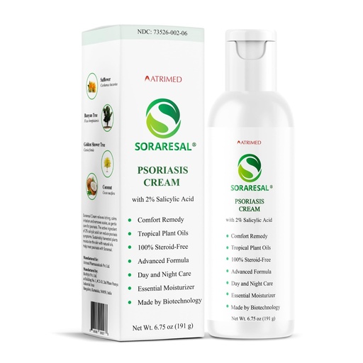 [BRSRMZAOCACRODL7] SORARESAL Psoriasis Cream – Comfort Remedy with Safflower Oil, Coconut Oil and Salicylic Acid for Itchy, Flaky Skin and Eczema Relief