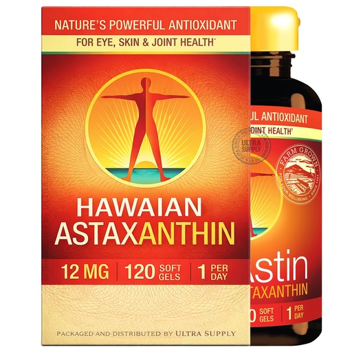 [BRSRGCYDOUIQMADK] Bio.Astin Hawaiian_Astaxanthin 12mg - 120 Count, Natural Antioxidant from Microalgae