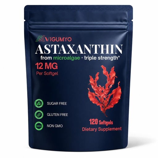 [BRSRGGQTBNYR6EI2] Astaxanthin 12mg Supplement, 120 Softgels, Natural Antioxidant from Microalgae for Eye, Skin & Immune Support, 4-Month Supply, Non-GMO, Gluten & Sugar Free