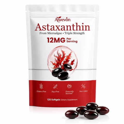 [BRSRGC35OB5QKD37] Premium Astaxanthin Softgels 12mg, 120 Microalgae Based Antioxidant Supplement with Coconut Oil, Supports Healthy Skin Vision Circulation & Joint Function, High Quality Non GMO Formula