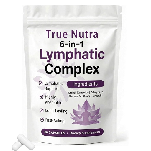 [BRSRGBARDMARU3D2] True Nutra Lymphatic Complex,True Nutra Lymphatic Complex 6 in 1 Drainage Supplement,Herbal Formula,Vegan,60 Capsules (1PCS)
