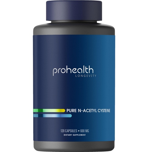 [BRSRAFQFAV6AKAA6] ProHealth Pure NAC – N-Acetyl Cysteine – Liver and Immune Support, Antioxidant and Glutathione Boost, Cellular Health | 600 mg per Capsule | 120 Servings | Third-Party Tested