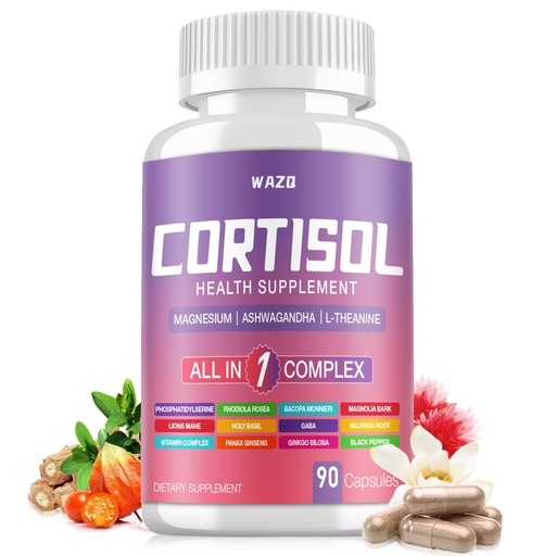 [BRSRGBINCV4BAFAU] Cortisol Supplement for Women, Cortisol Reducer with Magnesium Glycinate, Ashwagandha & L-Theanine, High Cortisol Manager, Hormone Balance for Women, Soy-Free, Gluten-Free, Vegan, 90 Capsules