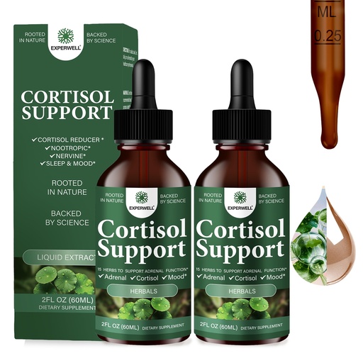 [BRSRGGQHOB7Q433H] Adrenal Support Supplement | Cortisol & Daily Stress Support | Supports Energy, Mood & Adrenal Wellness | With Ashwagandha, Lion’s Mane, Rhodiola & Reishi | Non-GMO | Gluten Free (4 Fl Oz(Packof 2))