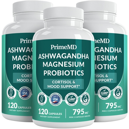 [BRSRAC3RDMBA22TU] 5-in-1 Cortisol Supplement for Women & Men - Ashwagandha Supplements with Magnesium Glycinate, Shilajit & Probiotics - Adrenal Support Supplements for Calmness & Focus - Magnesium Ashwagandha (360 Ct)