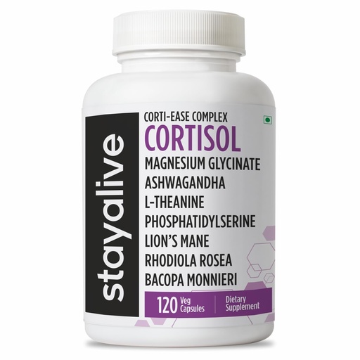 [BRSRAAT5DMPAIGQ6] STAY ALIVE Cortisol Manager Supplement 15-in-1 Complex w/L-Theanine, Ashwagandha, Magnesium Glycinate, Phosphatidylserine and more, 120 Veg Capsules, Non-GMO & Gluten-Free Formula for Women and Men